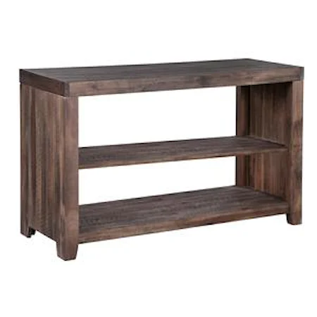 Rustic Rectangular Sofa Table with Two Shelves